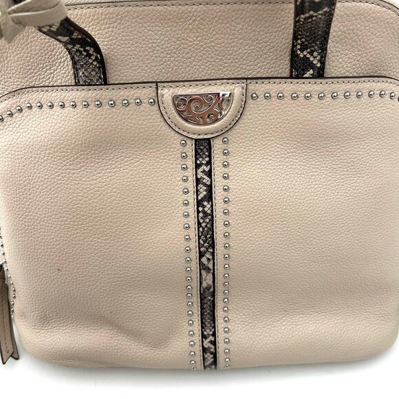 Brighton Miles Convertible Leather Mini Backpack Satchel Beige Snake Charm Y2K - Picture 5 of 13